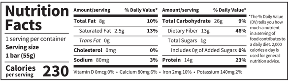 Organic Fit Bar Salted Caramel Chocolate (Garden of Life) Nutrition Facts