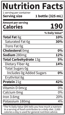 Organic Plant Protein RTD Vanilla (Garden of Life) Nutrition Facts