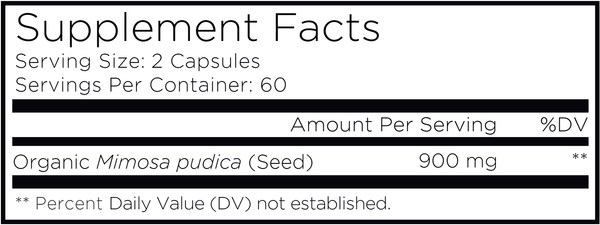 Organic Mimosa Pudica Seed (Amen) Supplement Facts