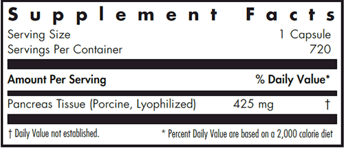 Pancreas Pork Vegie Capsules (Allergy Research Group)