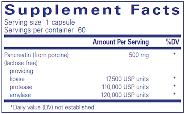 Pancreatic Enzyme Formula (Pure Encapsulations) supplement facts