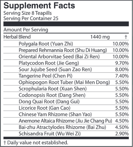 Peaceful Sleep (Jade Dragon) Supplement Facts