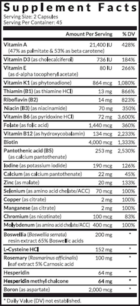 Poly VytaMyns (Interplexus) Supplement Facts