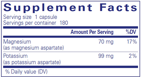 Potassium Magnesium (aspartate) 180's (Pure Encapsulations) supplement facts