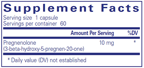 Pregnenolone 10 mg (Pure Encapsulations) supplement facts