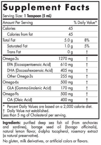 ProEFA-3.6.9 8 Fluid Ounces Lemon (Nordic Naturals) Supplement Facts