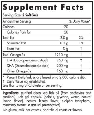 ProEPA Soft Gels Lemon (Nordic Naturals) Supplement Facts