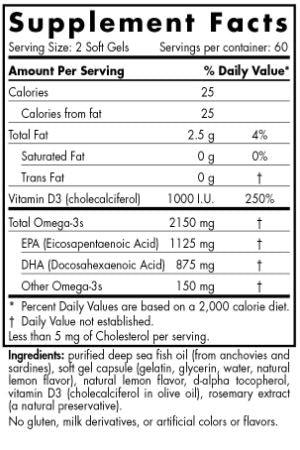 ProOmega 2000-D Soft Gels (Nordic Naturals) Supplement Facts