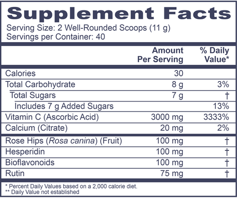 Pro C Drink with Stevia (Professional Health Products®) Supplement Facts