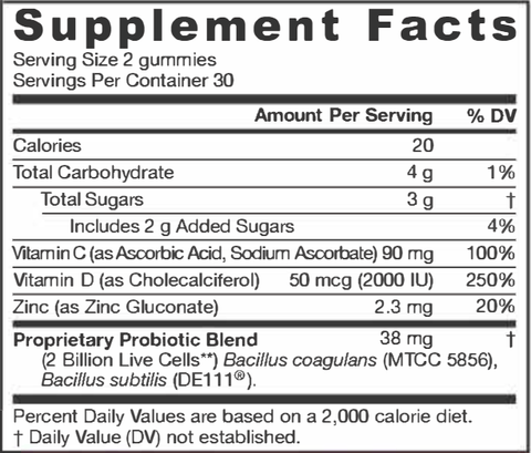 Probiotic+ Immune Gummies (Jarrow Formulas) Supplement Facts