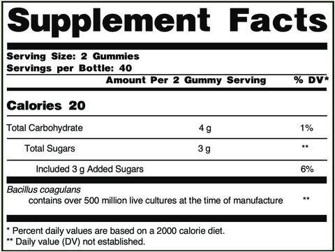 Probiotics Gummies (allKiDz) Supplement Facts