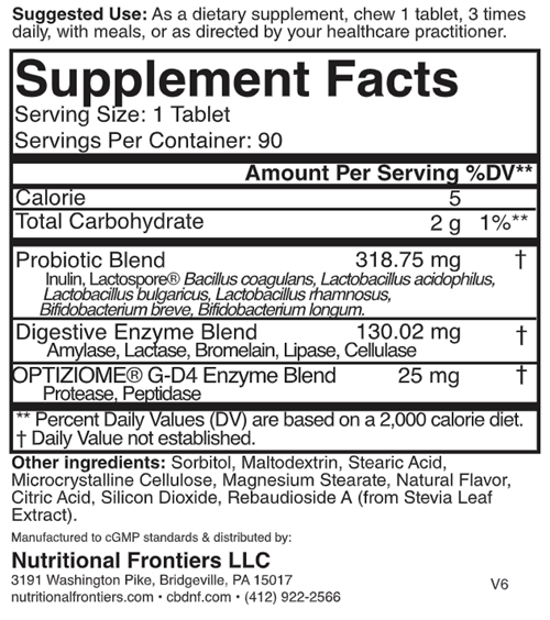 Probzyme Tropical Punch Nutritional Frontiers supplement facts