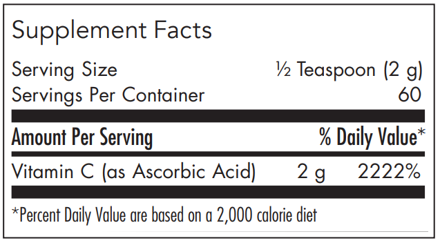 Pure Vitamin C Powder (Allergy Research Group) Supplement Facts