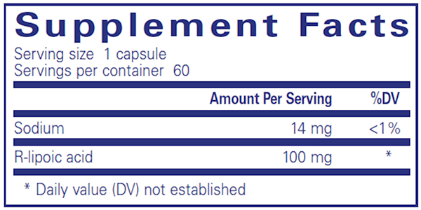 R-Lipoic Acid (stabilized) (Pure Encapsulations) supplement facts