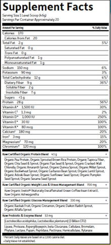 Raw Organic Fit Vanilla (Garden of Life) supplement fact