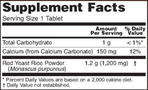 Red Yeast Rice 1200 mg - 120 Tablets (NOW)