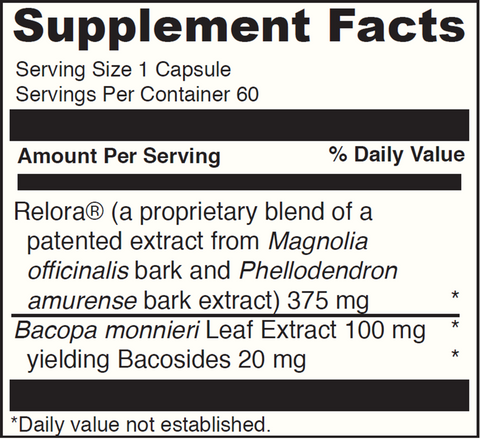 Relora With Bacopa (DaVinci Labs) Supplement Facts