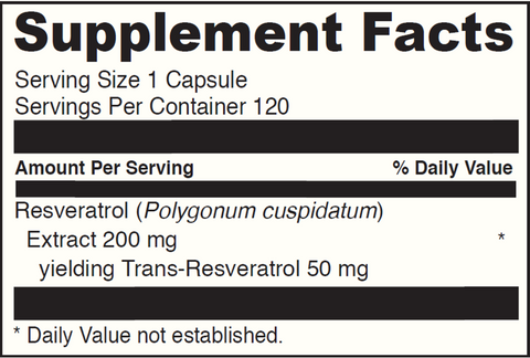 Resveratrol 50 DaVinci Labs Supplement Facts