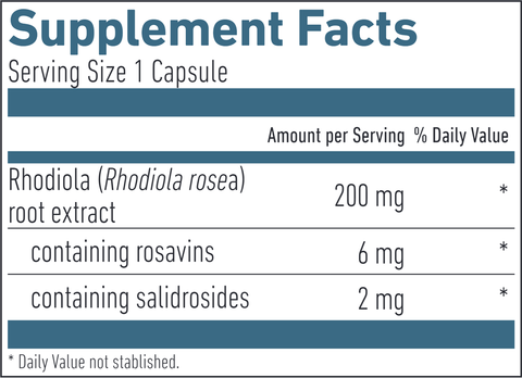 Rhodiola Rosea Formula (Biogena) Supplement Facts