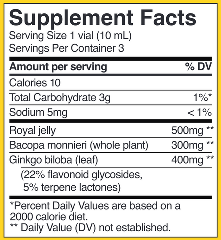 Royal Jelly Brain Fuel (Beekeeper's Naturals) 3 packs supplement fact