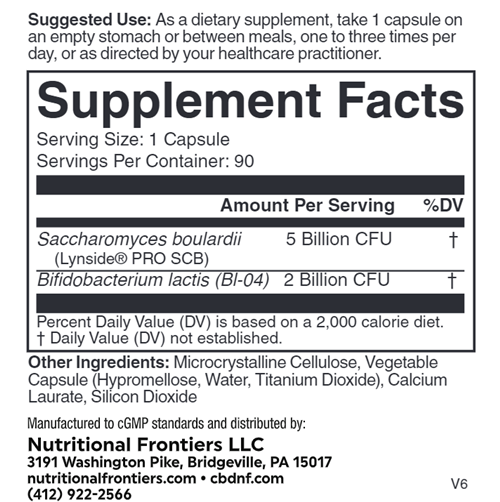 SBC Nutritional Frontiers supplement facts
