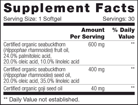 Seabuckthorn SAP (NFH Nutritional Fundamentals) Supplement Facts