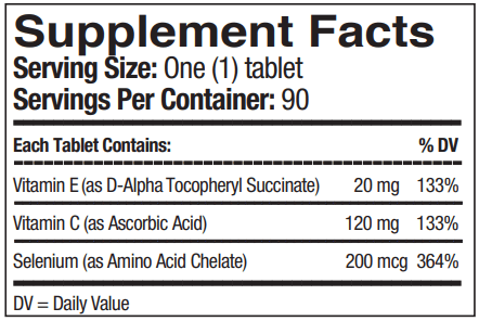 Selenium E-C (Progena) Supplement Facts