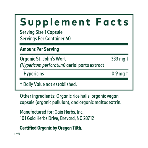 St. John's Wort (Gaia Herbs Professional Solutions) supplement facts