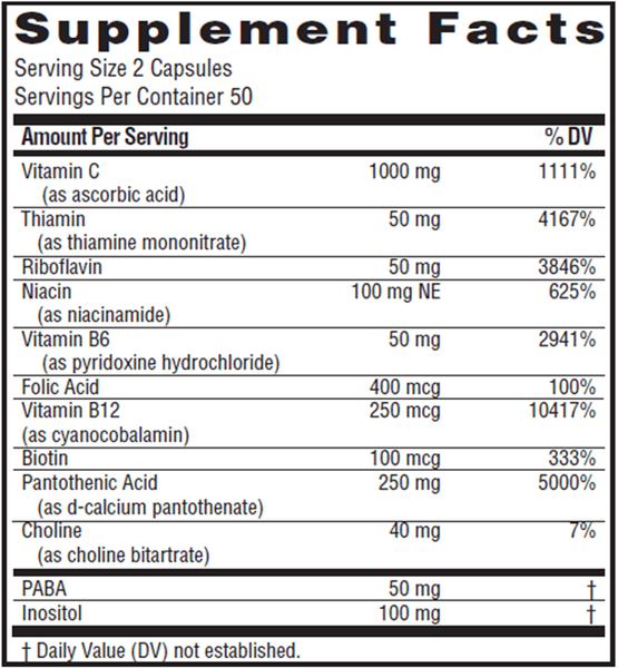 Stress B-Complex with Vitamin C (Twinlab) Supplement Facts