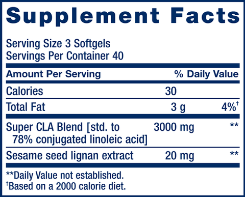 Super CLA Blend with Sesame Lignans (Life Extension) Supplement Facts