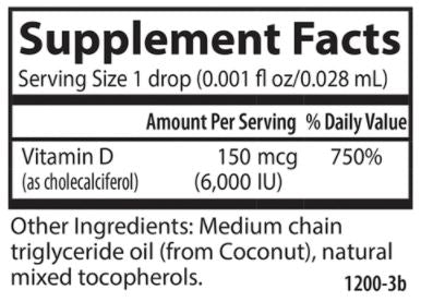 Super Daily D3 6000 IU (Carlson Labs) Supplement Facts