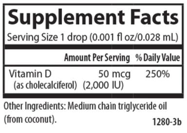 Super Daily D3 (Carlson Labs) Supplement Facts