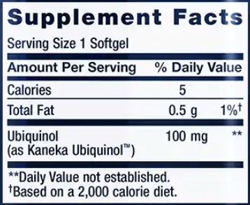 Super Ubiquinol CoQ10 (Life Extension) Supplement Facts