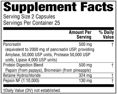 Super Enzyme Caps (Twinlab) Supplement Facts