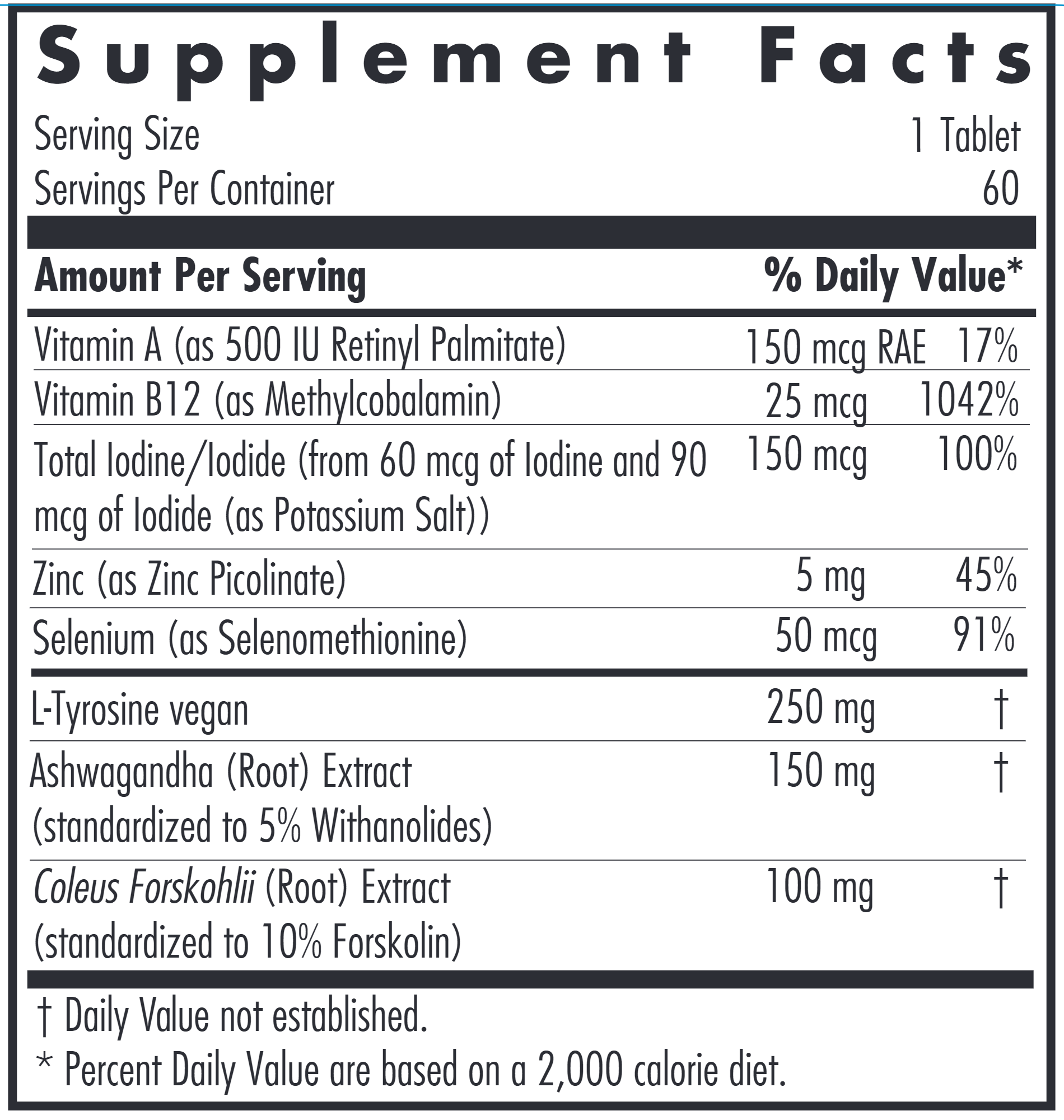 Thyroid Nutrition With Iodoral (Allergy Research Group) Supplement Facts