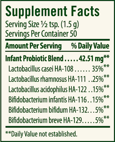 Toddler's Blend Probiotic (Flora) Supplement Facts