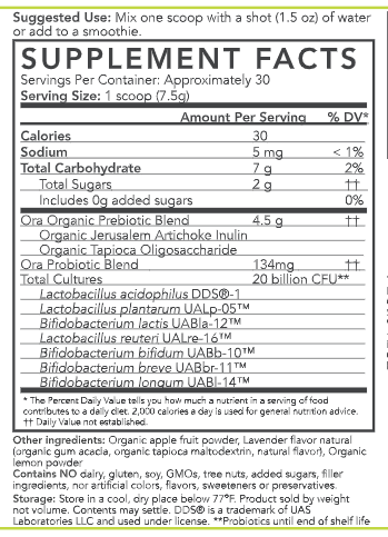 Trust Your Gut Probiotic Powder Lavender Lemonade (Ora Organic)
