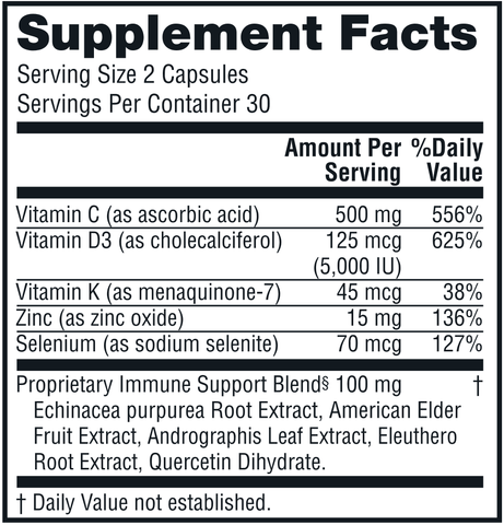 Twinlab Daily Immune Support Caps (Twinlab) Supplement Facts
