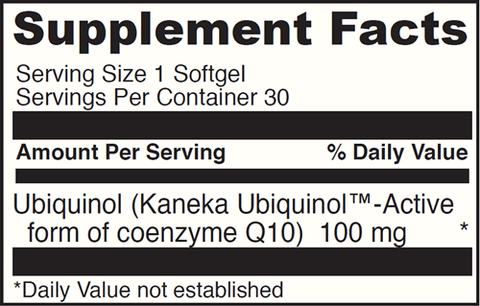 Ubiquinol 100 Mg DaVinci Labs Supplement Facts