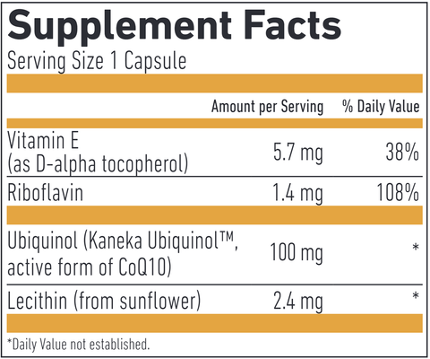 Ubiquinol CoQ10 Vegan GOLD (Biogena) Supplement Facts