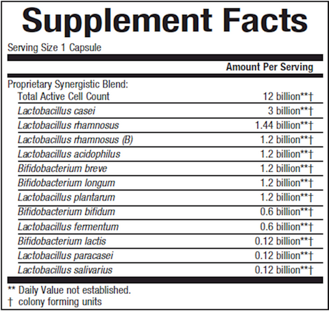 Ultimate Probiotic 12/12 Form (Natural Factors) Supplement Facts