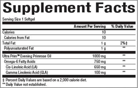 Ultra Prim EPO 1,000 mg (Natural Factors) Supplement Facts