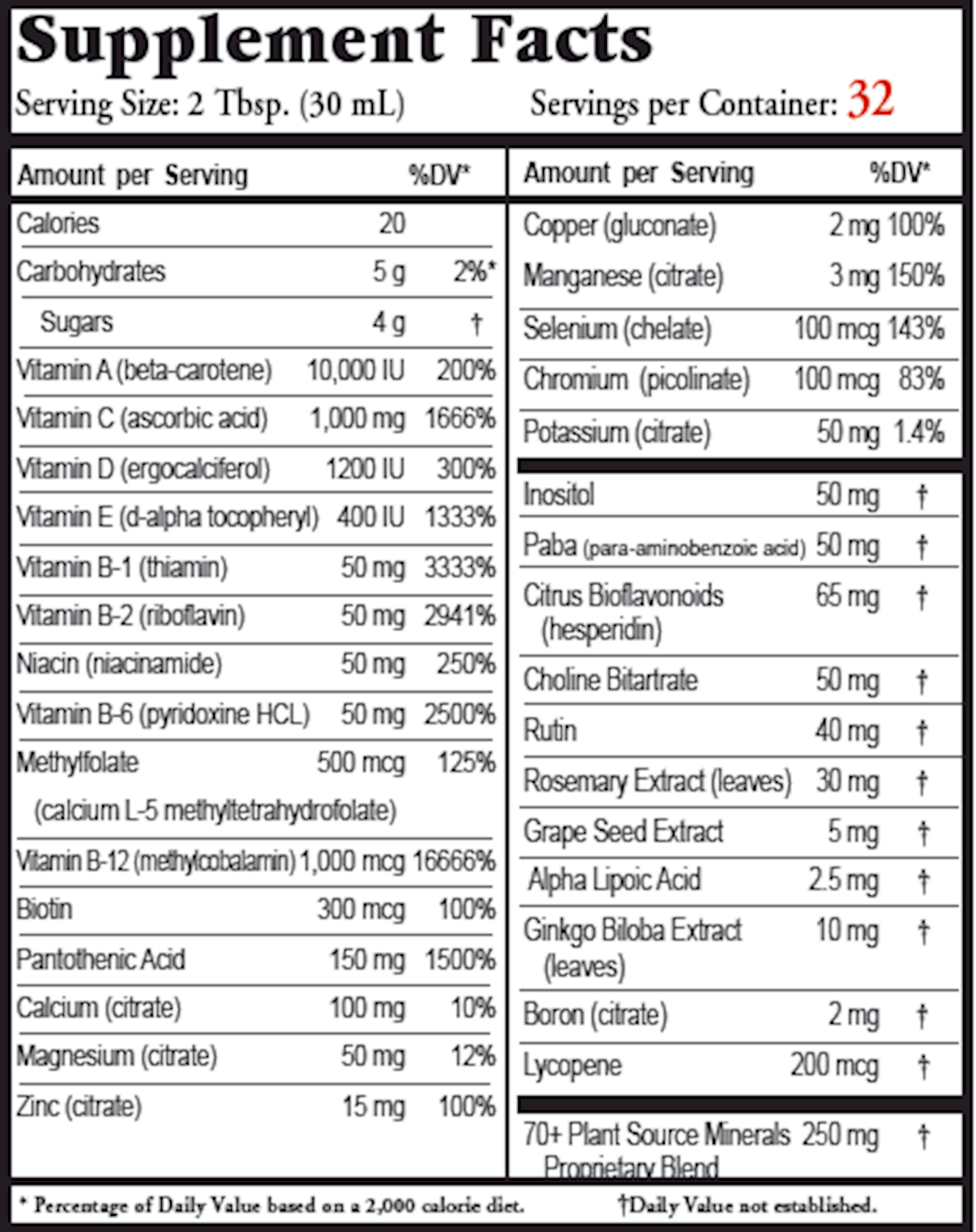 VM 100 Complete (Buried Treasure) Supplement Facts