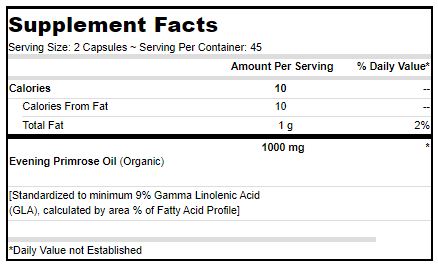Vegan Evening Primrose Oil (Deva Nutrition LLC) Supplement Facts