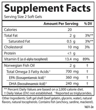 Very Finest Fish Oil Orange (Carlson Labs) Supplement Facts