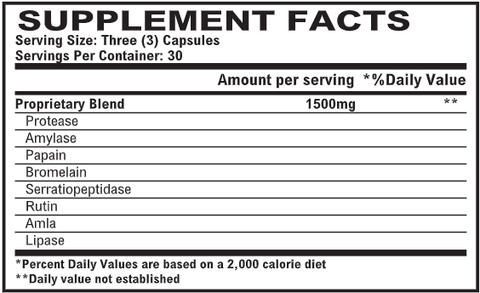 Vitalzym Systemic Enzymes (World Nutrition) Supplement Facts