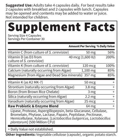 Vitamin Code Raw Calcium (Garden of Life) Supplement Facts