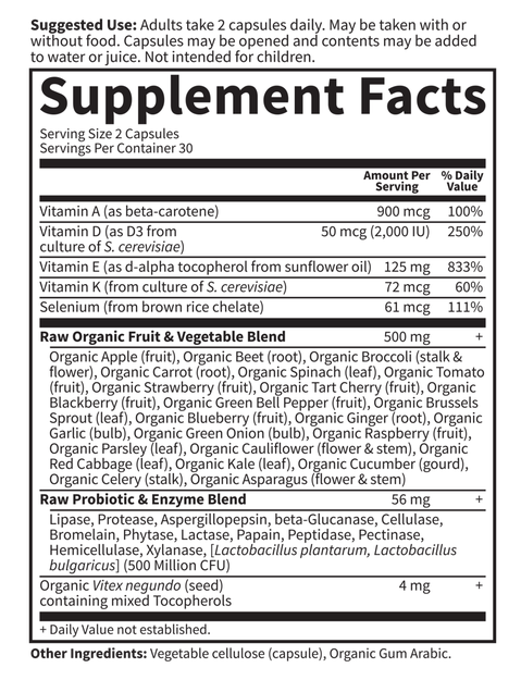 Vitamin Code Raw Vitamin E (Garden of Life) Supplement Facts