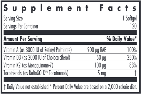 Vitamin D3 Complete Softgels (Nutricology) Supplement Facts