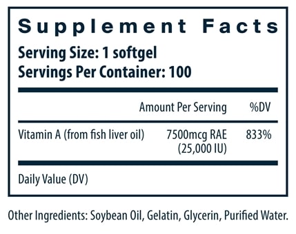 Vitamin A 7500mcg RAE Vital Nutrients